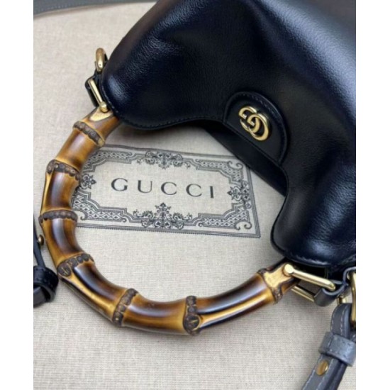 Perfette Qualità Repliche Gucci Diana piccola tracolla in bambù borsa Nero Imitazione