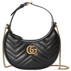 Miglior Falso Gucci GG Marmont Una mini borsa a forma di mezzaluna Nera Economiche Premium