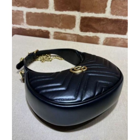 Miglior Falso Gucci GG Marmont Una mini borsa a forma di mezzaluna Nera Economiche Premium
