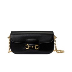 Perfette Qualità Repliche Borsa a tracolla piccola Gucci Horsebit 1955 735178 Nero Imitazione