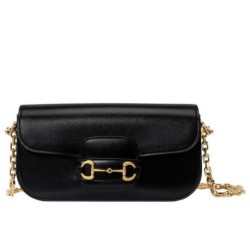 Perfette Qualità Repliche Borsa a tracolla piccola Gucci Horsebit 1955 735178 Nero Imitazione