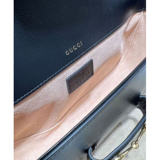 Perfette Qualità Repliche Borsa a tracolla piccola Gucci Horsebit 1955 735178 Nero Imitazione