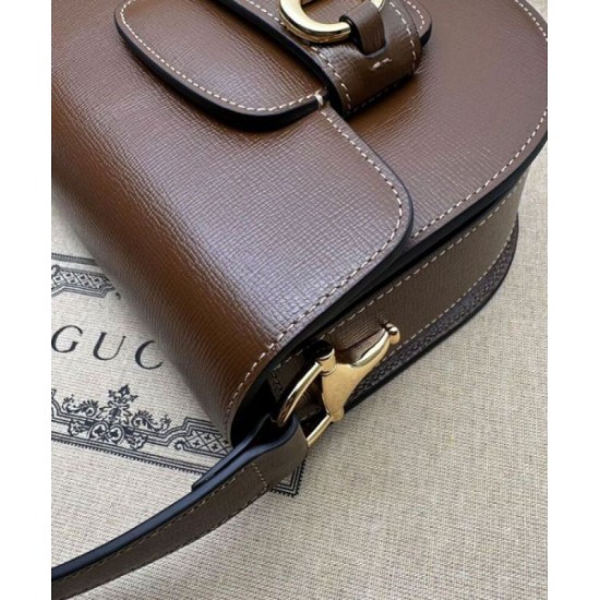 Replica perfetta Borsa mini arrotondata Gucci Horsebit 1955 760191 Caffè Imitazione Outlet Online
