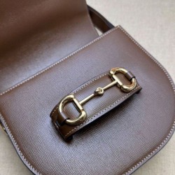 Replica perfetta Borsa mini arrotondata Gucci Horsebit 1955 760191 Caffè Imitazione Outlet Online