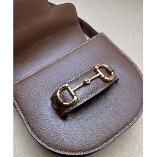 Replica perfetta Borsa mini arrotondata Gucci Horsebit 1955 760191 Caffè Imitazione Outlet Online