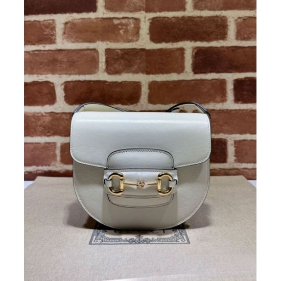 Replica perfetta Borsa mini arrotondata Gucci Horsebit 1955 760191 Crema Imitazione Outlet Online