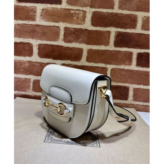 Replica perfetta Borsa mini arrotondata Gucci Horsebit 1955 760191 Crema Imitazione Outlet Online