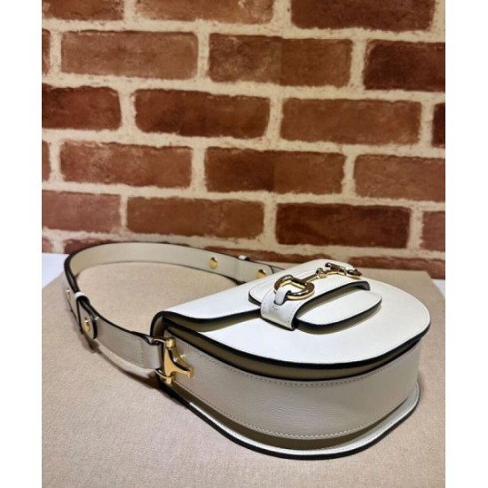 Replica perfetta Borsa mini arrotondata Gucci Horsebit 1955 760191 Crema Imitazione Outlet Online