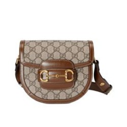 Replica perfetta Borsa mini rotonda Gucci Horsebit 1955 760191 Caffè Imitazione Outlet Online