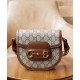 Replica perfetta Borsa mini rotonda Gucci Horsebit 1955 760191 Caffè Imitazione Outlet Online