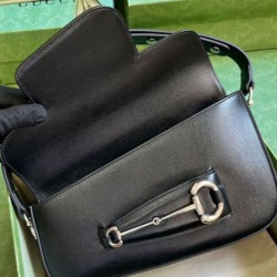 Replica perfetta Borsa a tracolla Gucci Horsebit 1955 764155 Nero Imitazione Outlet Online