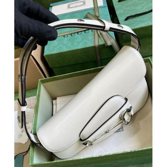 Migliore Repliche Borsa a tracolla Gucci Horsebit 1955 764155 Bianco Economiche Outlet Online