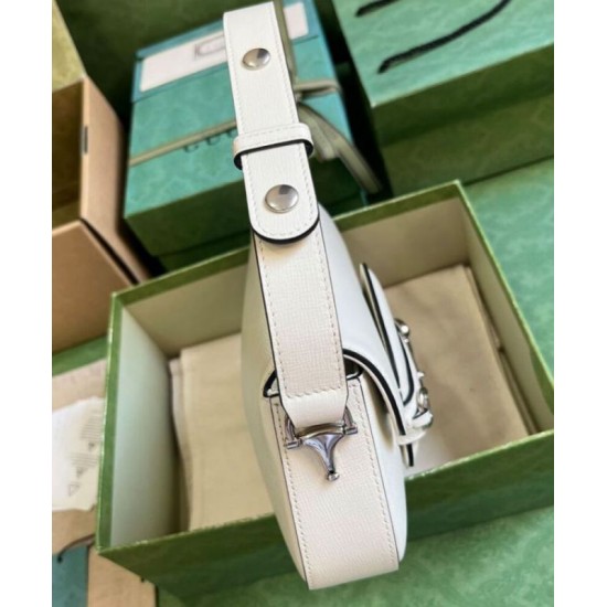Migliore Repliche Borsa a tracolla Gucci Horsebit 1955 764155 Bianco Economiche Outlet Online