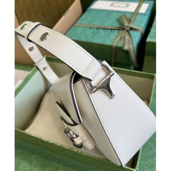 Migliore Repliche Borsa a tracolla Gucci Horsebit 1955 764155 Bianco Economiche Outlet Online