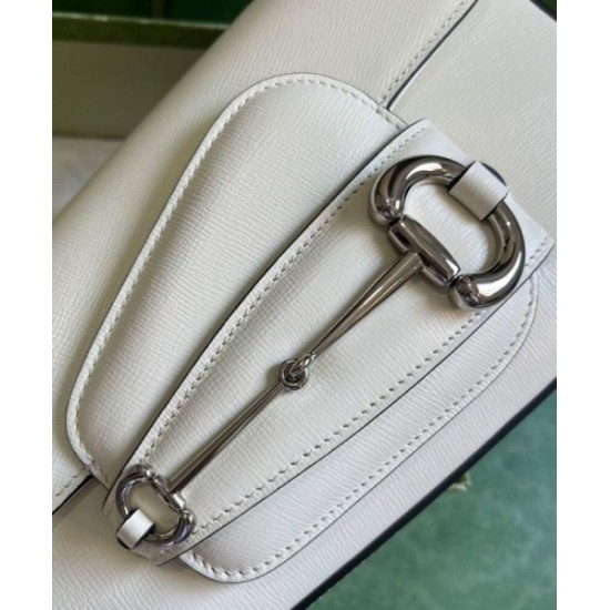 Migliore Repliche Borsa a tracolla Gucci Horsebit 1955 764155 Bianco Economiche Outlet Online
