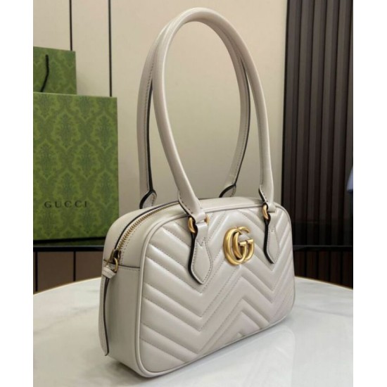 Migliore Repliche Borsa piccola con manico superiore Gucci GG Marmont 795199 Grigio chiaro Economiche Outlet Online