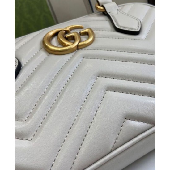 Migliore Repliche Borsa piccola con manico superiore Gucci GG Marmont 795199 Grigio chiaro Economiche Outlet Online