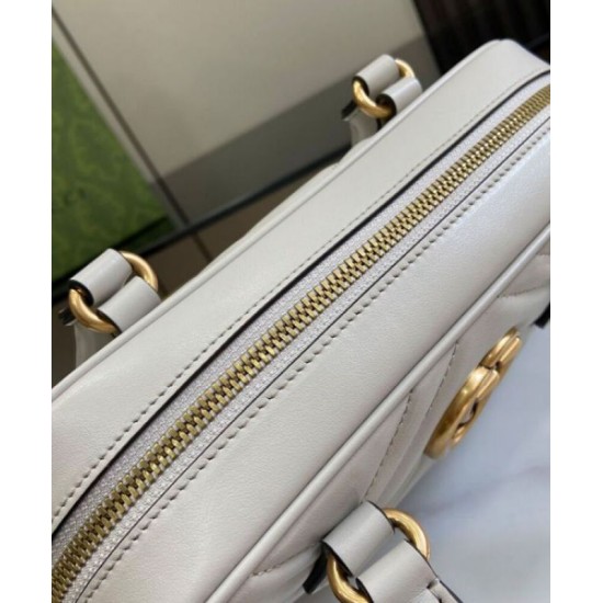 Migliore Repliche Borsa piccola con manico superiore Gucci GG Marmont 795199 Grigio chiaro Economiche Outlet Online