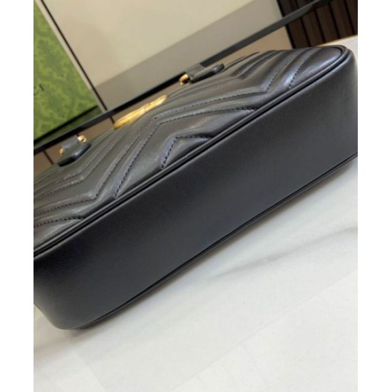 Replica perfetta Borsa piccola con manico superiore Gucci GG Marmont 795199 Nera Imitazione Outlet Online