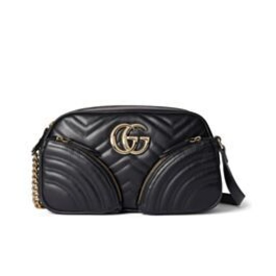 Migliore Repliche Borsa a tracolla Gucci GG Marmont piccola 798715 Nero Economiche Outlet Online