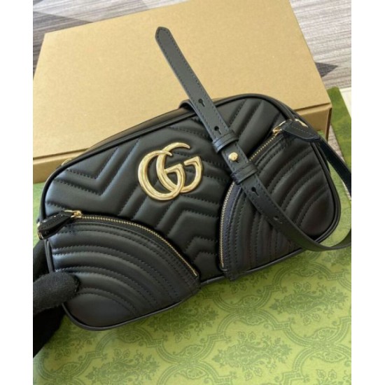 Migliore Repliche Borsa a tracolla Gucci GG Marmont piccola 798715 Nero Economiche Outlet Online