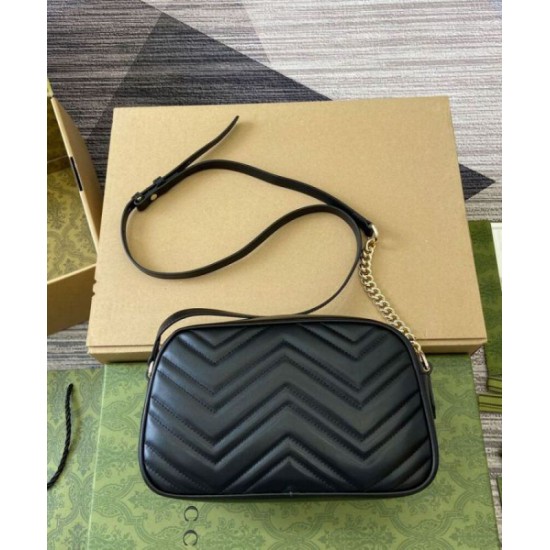 Migliore Repliche Borsa a tracolla Gucci GG Marmont piccola 798715 Nero Economiche Outlet Online