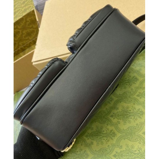 Migliore Repliche Borsa a tracolla Gucci GG Marmont piccola 798715 Nero Economiche Outlet Online