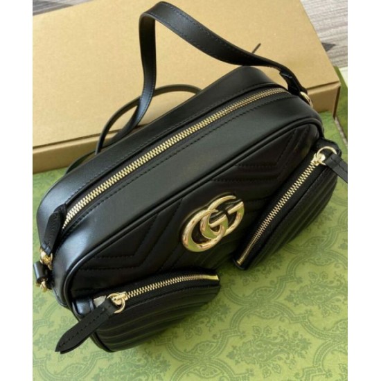 Migliore Repliche Borsa a tracolla Gucci GG Marmont piccola 798715 Nero Economiche Outlet Online