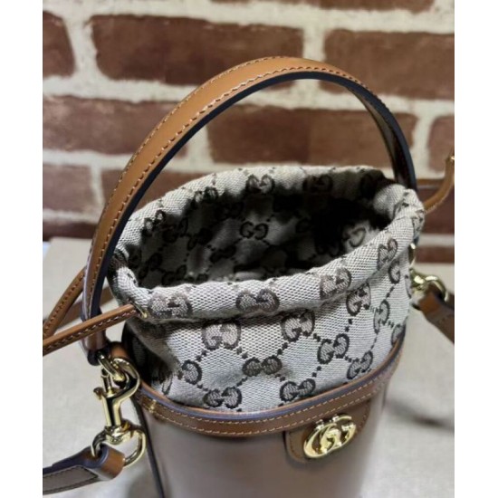 Migliore Repliche Mini borsa a secchiello Gucci Ophidia Series Caffè Economiche Outlet Online
