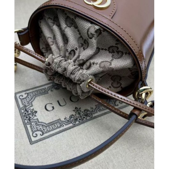 Migliore Repliche Mini borsa a secchiello Gucci Ophidia Series Caffè Economiche Outlet Online