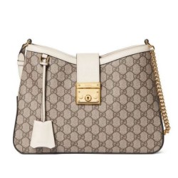 Miglior Falso Borsa a tracolla Gucci Padlock GG media 795113 Crema Economiche Premium