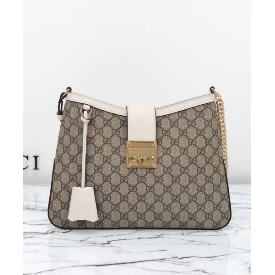 Miglior Falso Borsa a tracolla Gucci Padlock GG media 795113 Crema Economiche Premium