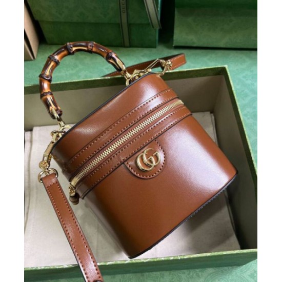 Miglior Falso Gucci Mini Borsa a tracolla in bambù 760200 Caffè Economiche Premium