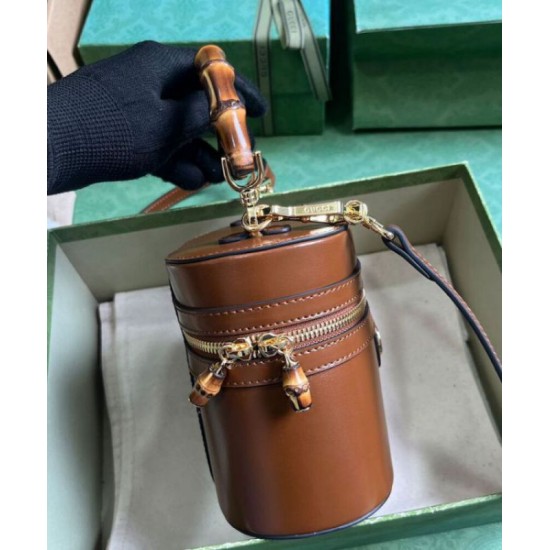 Miglior Falso Gucci Mini Borsa a tracolla in bambù 760200 Caffè Economiche Premium