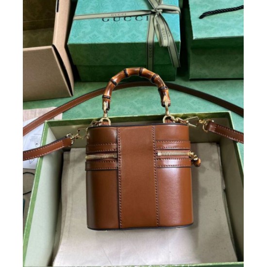 Miglior Falso Gucci Mini Borsa a tracolla in bambù 760200 Caffè Economiche Premium