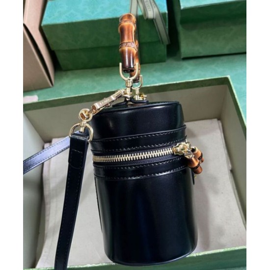 Perfette Qualità Repliche Gucci Mini Borsa a tracolla in bambù 760200 Nero Imitazione