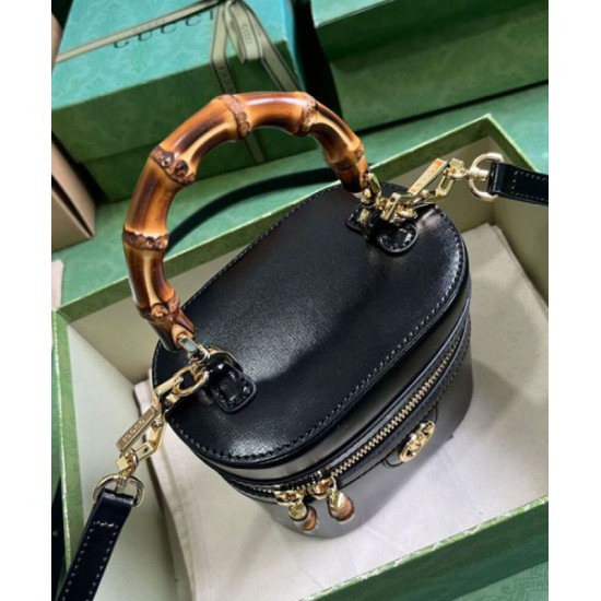 Perfette Qualità Repliche Gucci Mini Borsa a tracolla in bambù 760200 Nero Imitazione