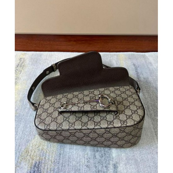 Replica perfetta Borsa a tracolla piccola Gucci Horsebit 1955 764155 Caffè Imitazione Outlet Online