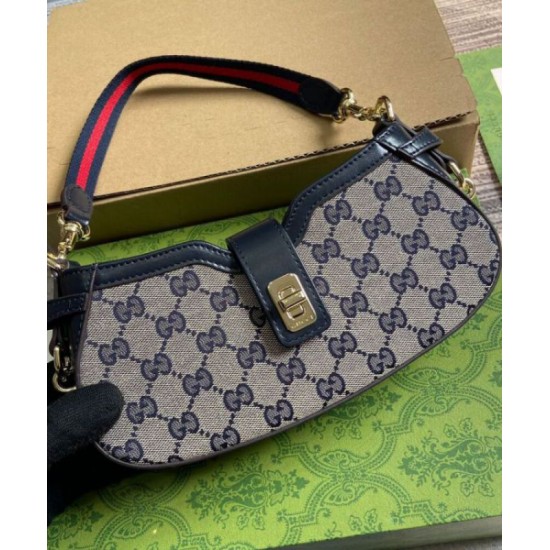 Miglior Falso Borsa a tracolla mini Gucci Moon Side 786015 Blu scuro Economiche Premium