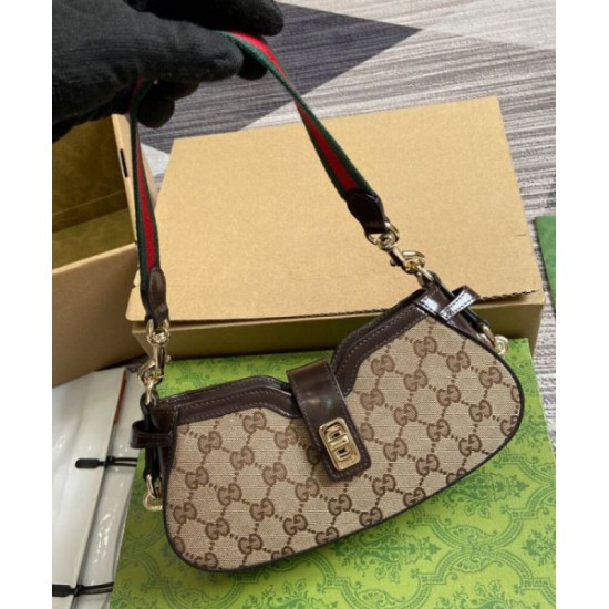 Replica perfetta Borsa a tracolla mini Gucci Moon Side 786015 Caffè scuro Imitazione Outlet Online