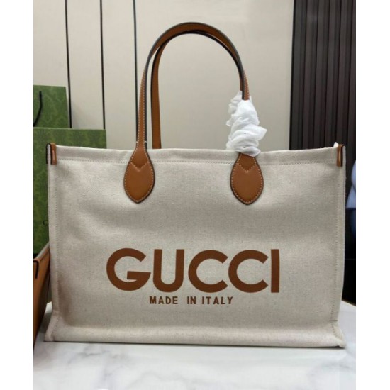 Replica perfetta Borsa tote media Gucci con stampa Gucci 772176 Caffè Imitazione Outlet Online