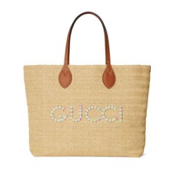 Perfette Qualità Repliche Gucci Borsa media effetto paglia 779666 Albicocca Imitazione