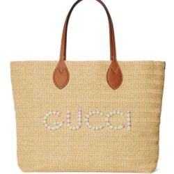 Perfette Qualità Repliche Gucci Borsa media effetto paglia 779666 Albicocca Imitazione