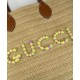 Perfette Qualità Repliche Gucci Borsa media effetto paglia 779666 Albicocca Imitazione