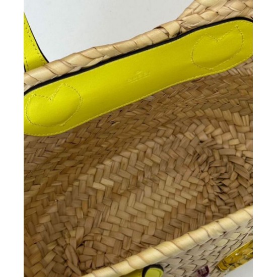 Replica perfetta Gucci Mini Borsa in paglia con logo Gucci 782381 Giallo Imitazione Outlet Online