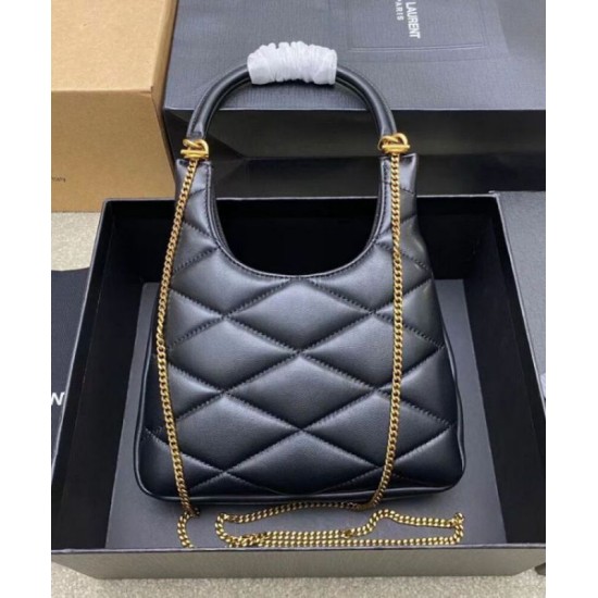 Perfette Qualità Repliche YSL Saint Laurent Sade Hobo In Pelle Di Agnello Nero Imitazione