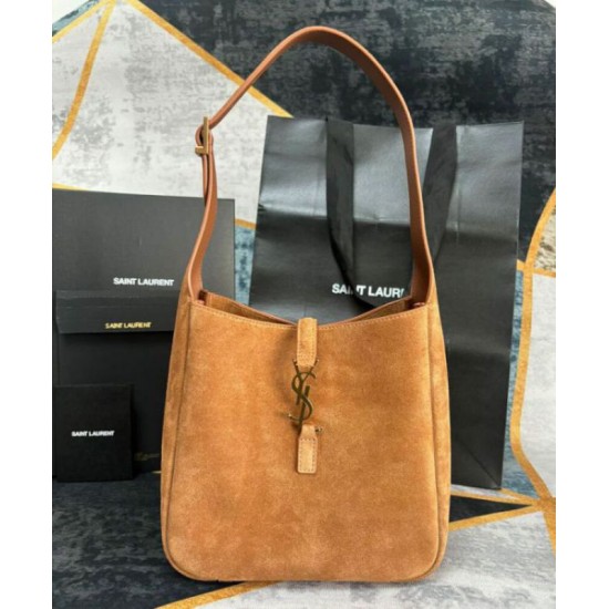 Miglior Falso YSL Saint Laurent Le 5 A 7 Supple Small In Pelle Scamosciata Caffè Economiche Premium