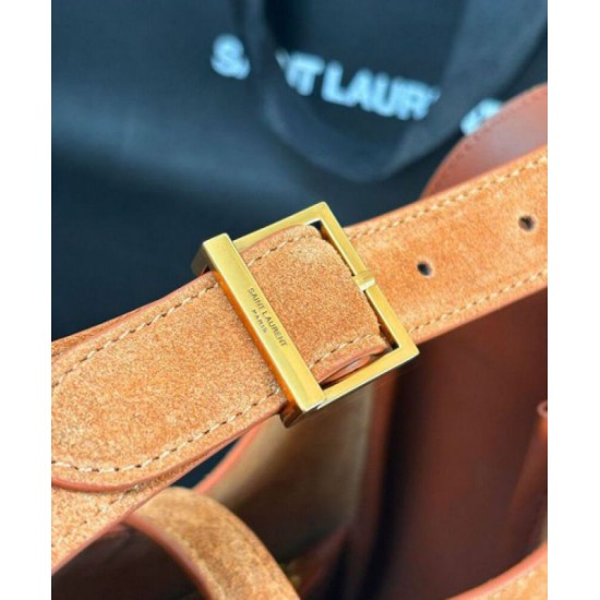Miglior Falso YSL Saint Laurent Le 5 A 7 Supple Small In Pelle Scamosciata Caffè Economiche Premium