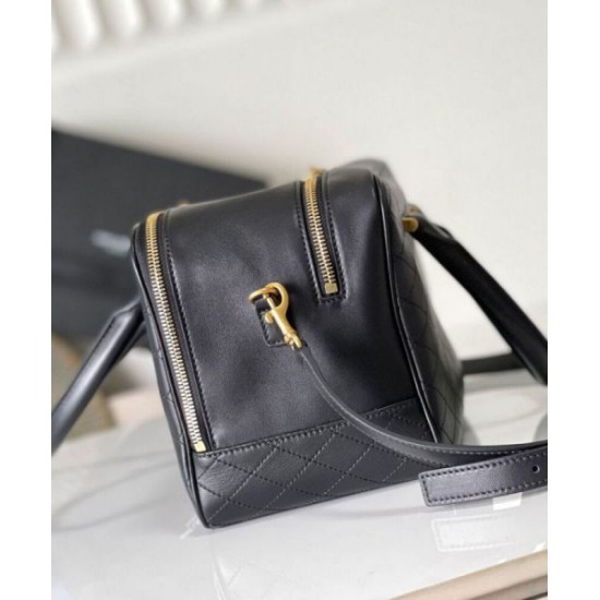 Replica perfetta YSL Saint Laurent Lyia Duffle In Pelle Di Agnello Trapuntata Nero Imitazione Outlet Online