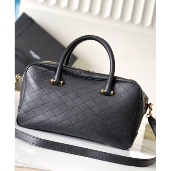 Replica perfetta YSL Saint Laurent Lyia Duffle In Pelle Di Agnello Trapuntata Nero Imitazione Outlet Online